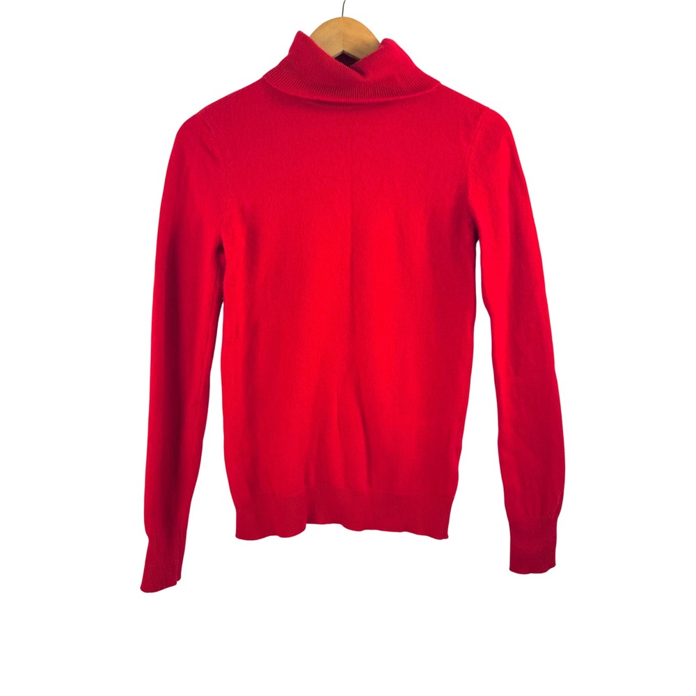 Orvis Turtleneck Sweater sz XS Red Cashmere Luxury Knit Long Sleeve Minimalist